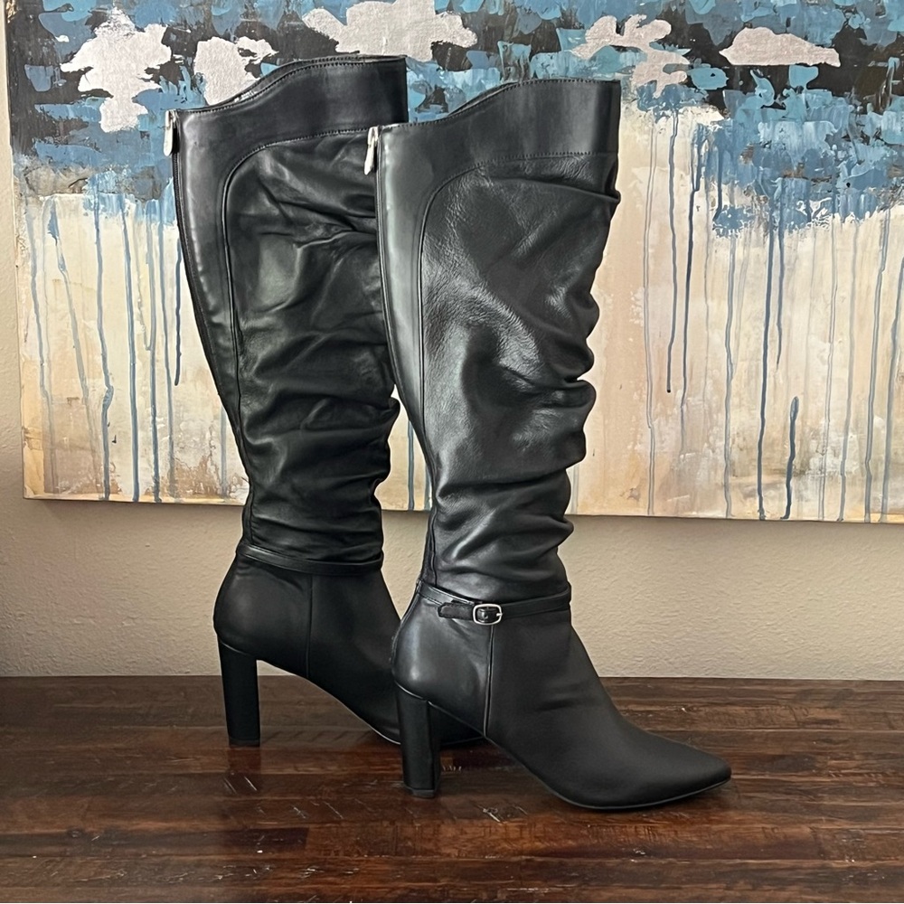 Adrienne Vittadini Knee-High Black Heeled Boots